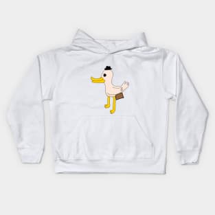 A duck with a Brief Case Kids Hoodie